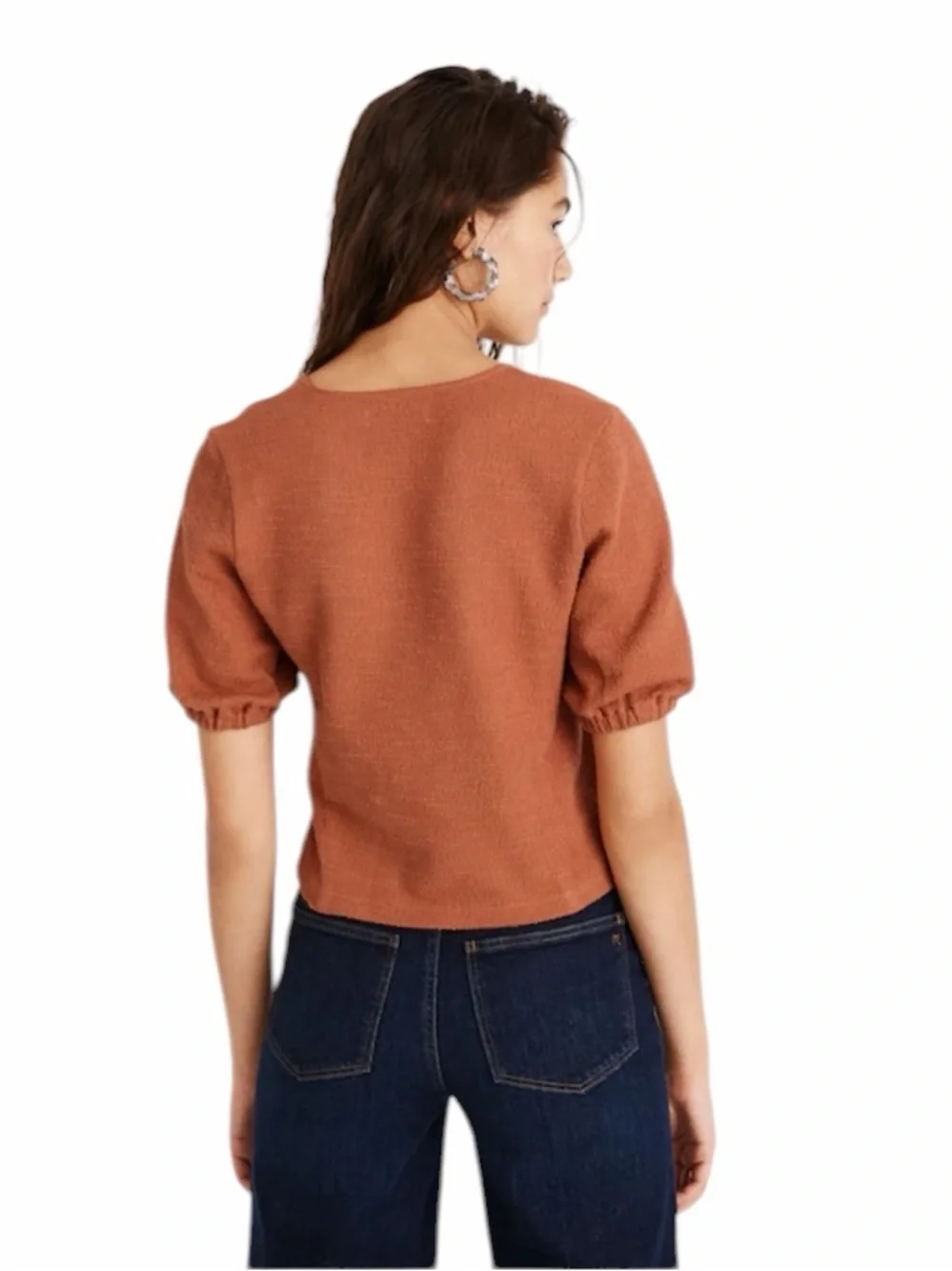 Madewell Texture & Thread Puff-Sleeve Wrap Top Sweet Dahlia Size S #2156